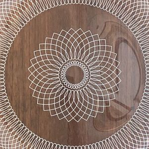 MOD OpArt Serving Platter MCM Denmark Art Glass Plate Spirograph Corona